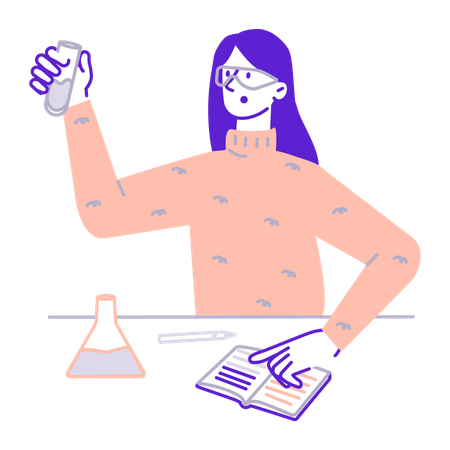 Student conducting chemistry experiments Illustration