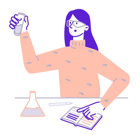 Student conducting chemistry experiments Illustration