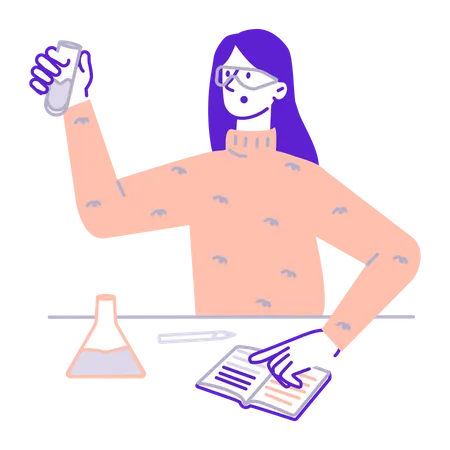 Student conducting chemistry experiments  Illustration