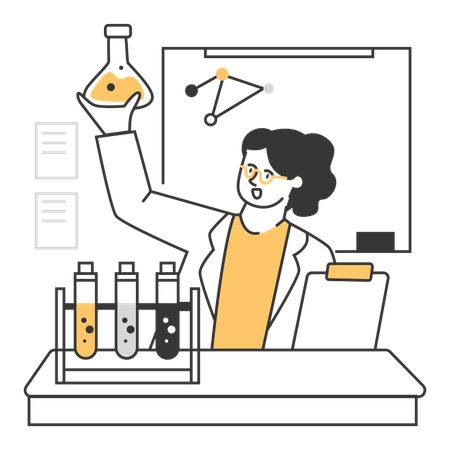 Student Conducting Science Experiment  Illustration