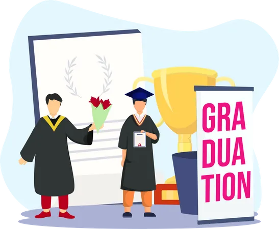 Student congratulating for graduation Illustration