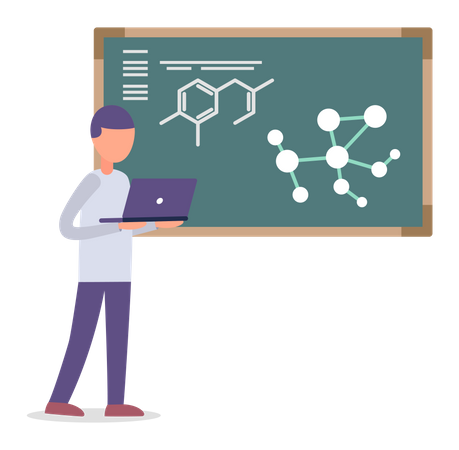 Student der Naturwissenschaften präsentiert Forschungsergebnisse an der Universität  Illustration