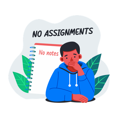 Student do not have any school Assignments  Illustration