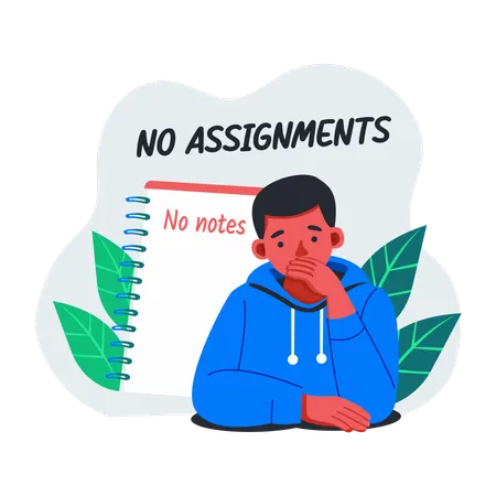 Student do not have any school Assignments  Illustration