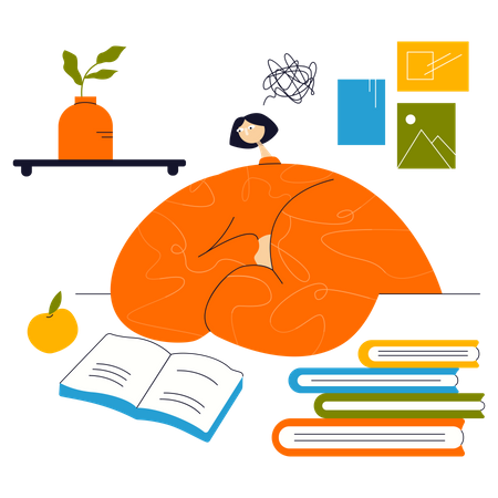 Student does a difficult assignment  Illustration