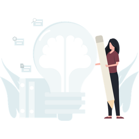 Student doing brainstorming  Illustration