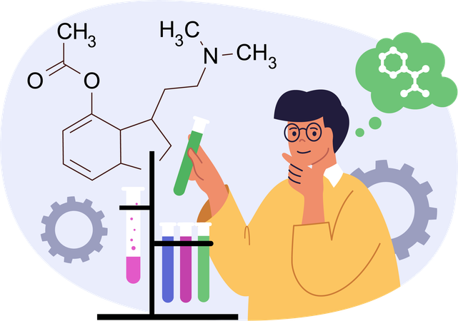 Student doing chemical experiment  Illustration