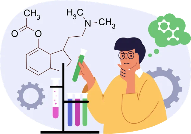 Student doing chemical experiment  Illustration