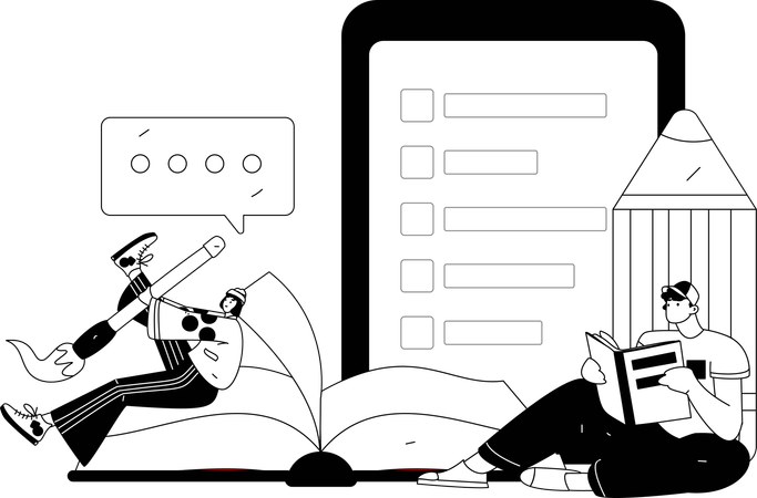 Student doing Digital Learning  Illustration