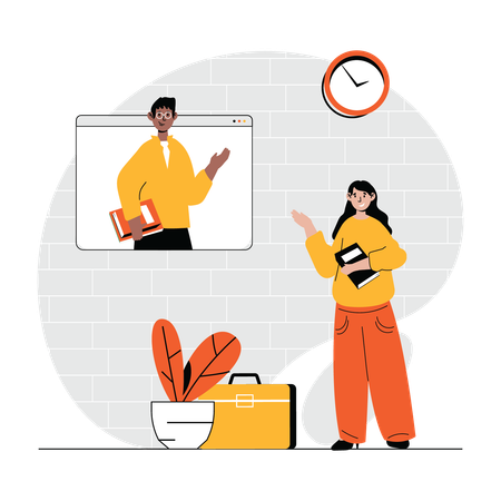 Student doing e-learning  Illustration