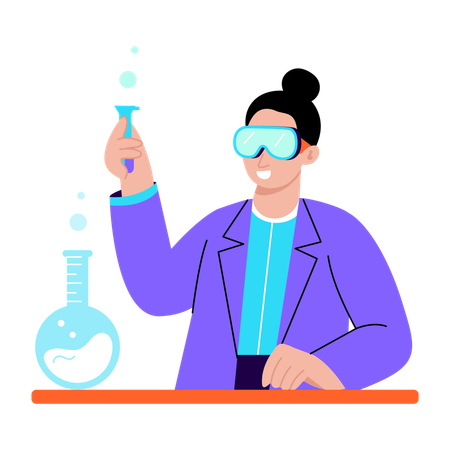 Student doing experiment in science lab  Illustration