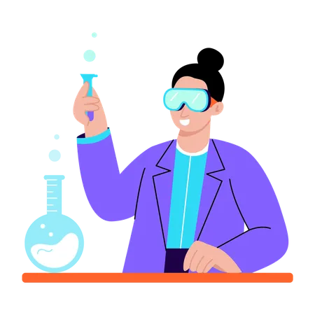 Student doing experiment in science lab  Illustration