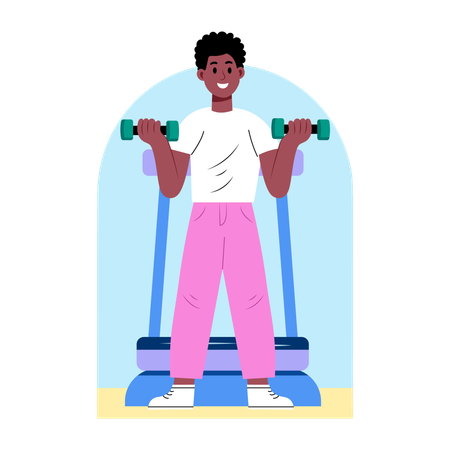 Student doing gym workout  Illustration