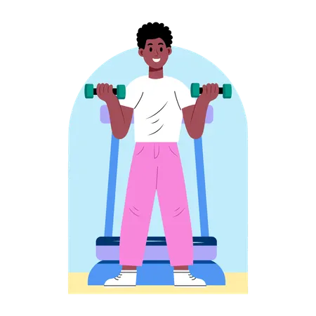 Student doing gym workout  Illustration