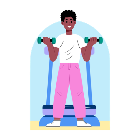 Student doing gym workout  Illustration