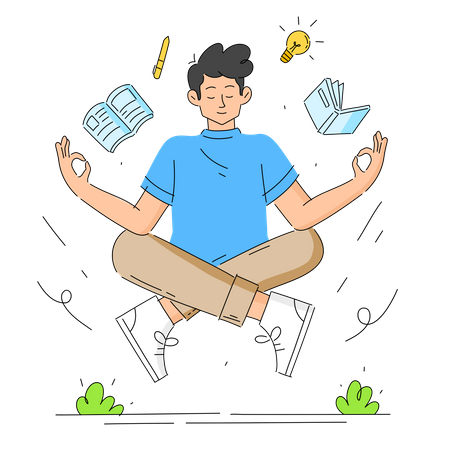 Student doing meditating  Illustration