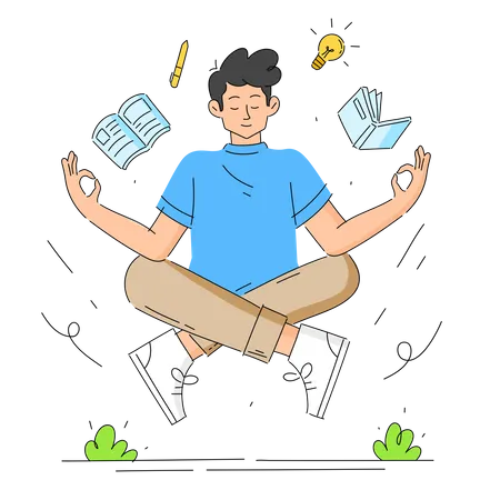 Student doing meditating  Illustration