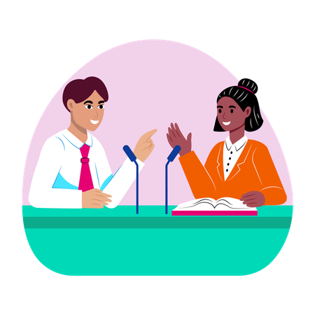 Student doing school Debating  Illustration