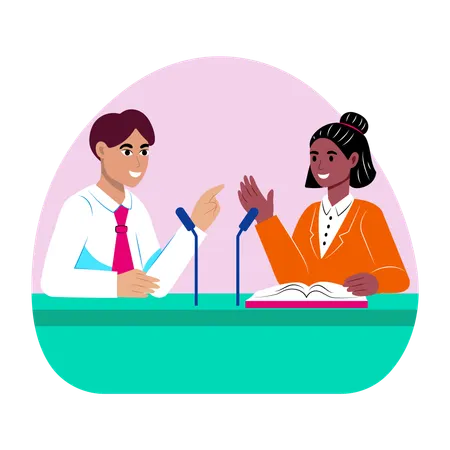 Student doing school Debating  Illustration