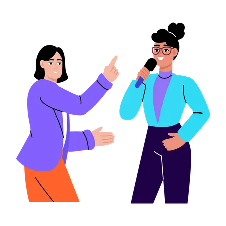 Student doing singing performance  Illustration