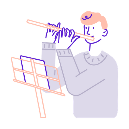Student engaged in music class  イラスト