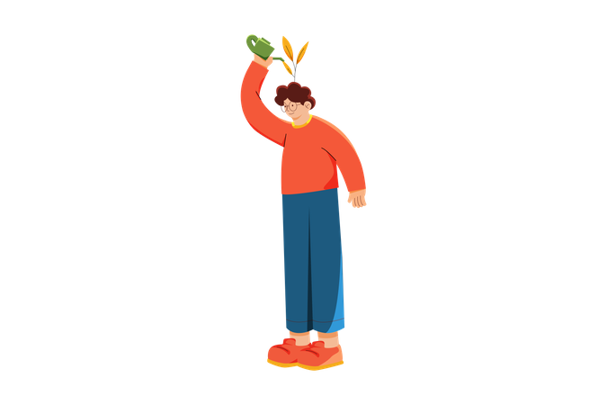 Student entwickelt Selbstverbesserung  Illustration