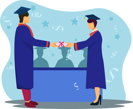 Student erhält Abschlusszeugnis  Illustration