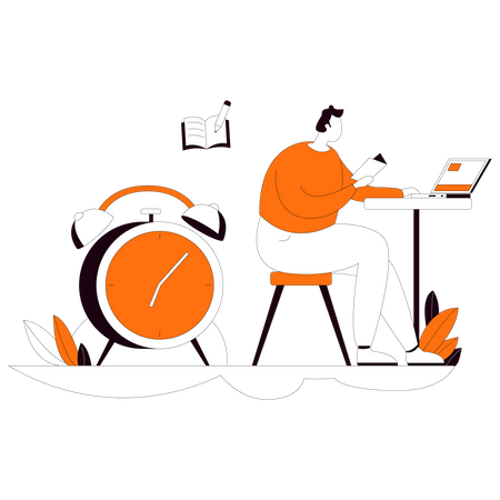 Student erledigt Aufgabe fristgerecht  Illustration