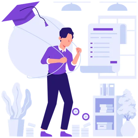 Student facing graduation burden  Illustration