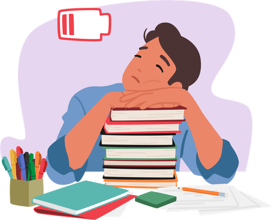 Student feels fatigue  Illustration