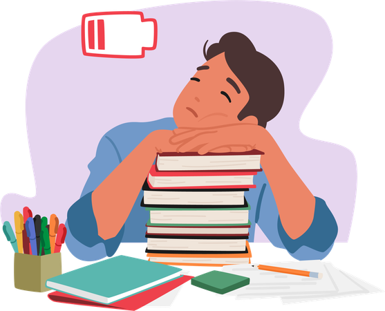 Student feels fatigue  Illustration