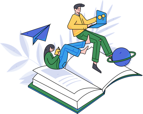 Student flying with book  Illustration