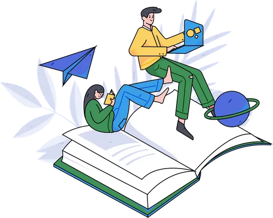 Student flying with book  Illustration