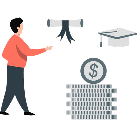 Student gaining position in graduation ceremony  Illustration