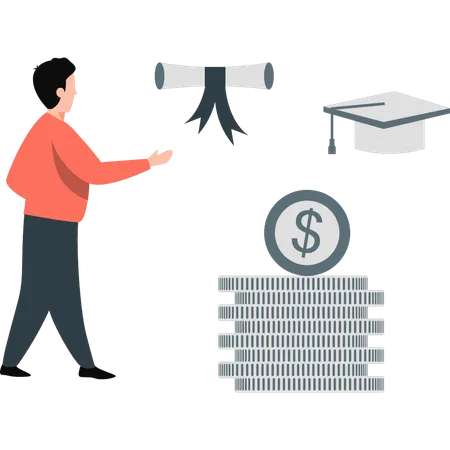 Student gaining position in graduation ceremony  Illustration