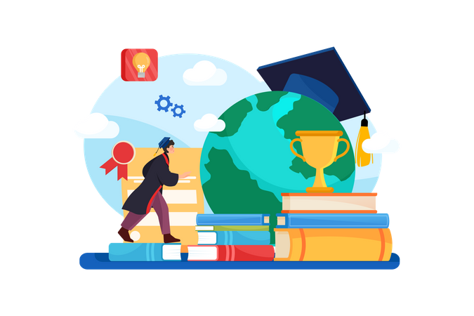Student get virtual degree  イラスト