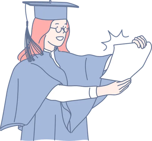 Student gets certificate scroll in graduation ceremony  イラスト