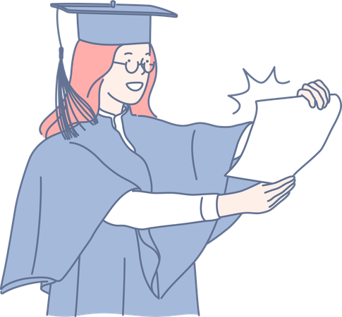 Student gets certificate scroll in graduation ceremony  Illustration