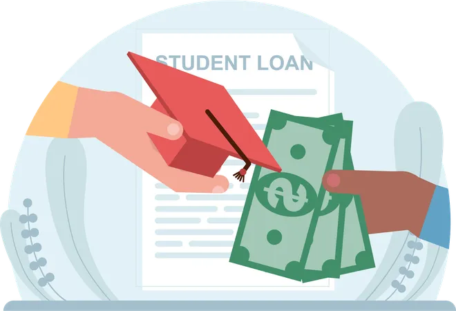Student getting education loan  Illustration