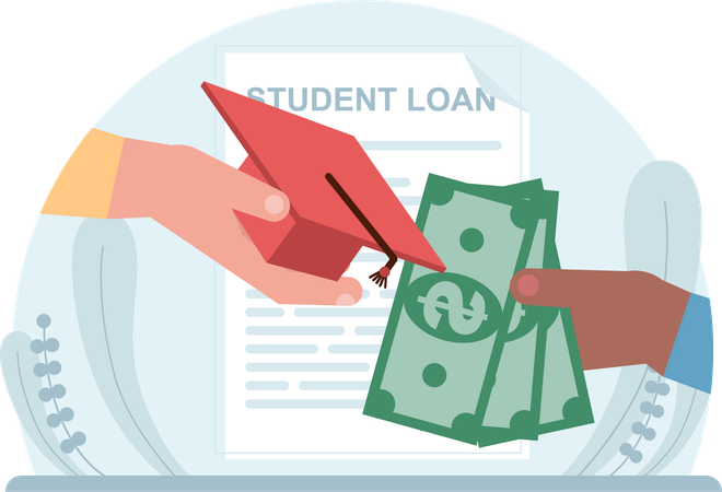 Student getting education loan  Illustration