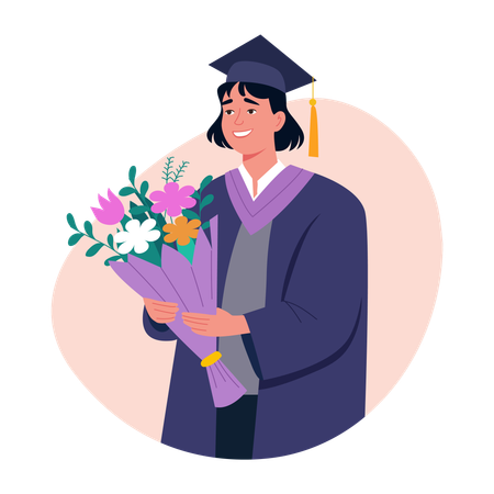 Student getting flower gift  Illustration