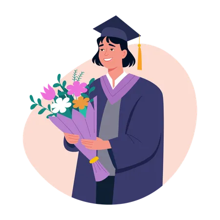 Student getting flower gift  Illustration
