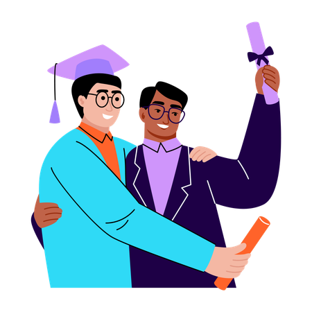 Student getting graduation certificate  Illustration
