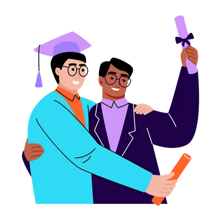 Student getting graduation certificate  Illustration