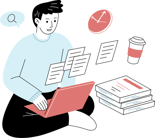 Student gibt Aufgabe fristgerecht ab  Illustration