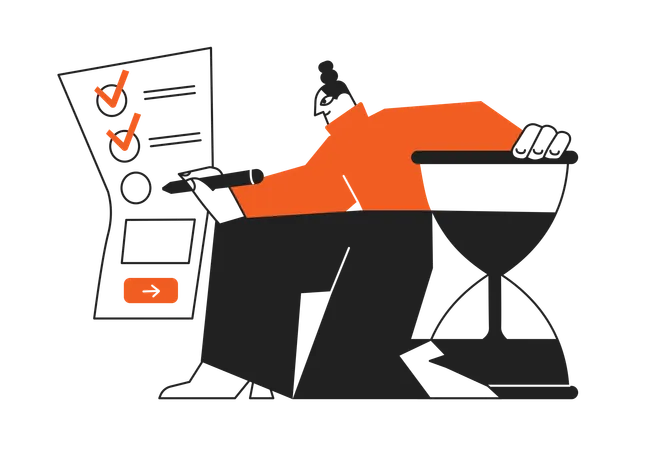 This Illustration Depicts A Student Sitting At A Desk Taking An Exam Conveying The Pressure And Focus Associated With Assessments And Academic Challenges Illustration