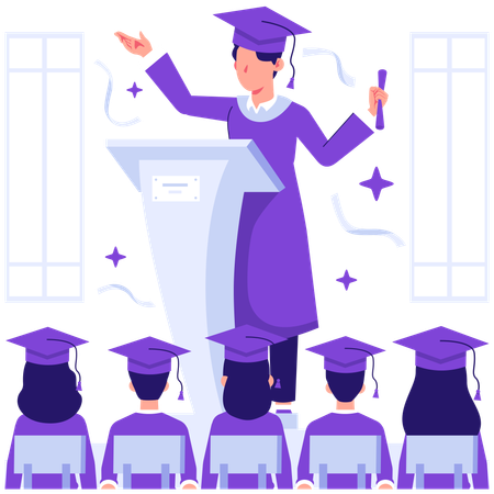 Student giving graduation speech  Illustration