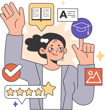 Student giving rating to course  Illustration