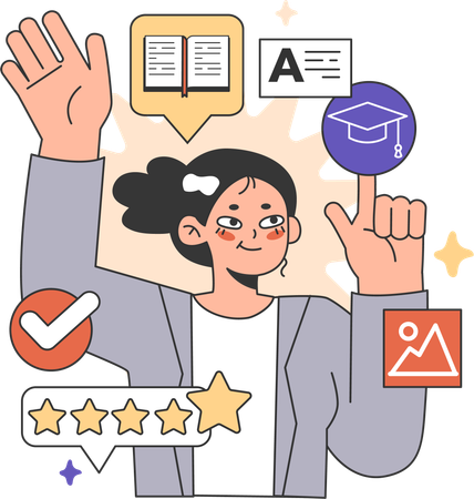 Student giving rating to course  イラスト