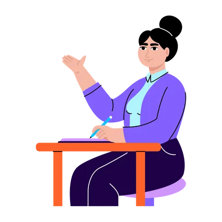 Student giving school exam  Illustration